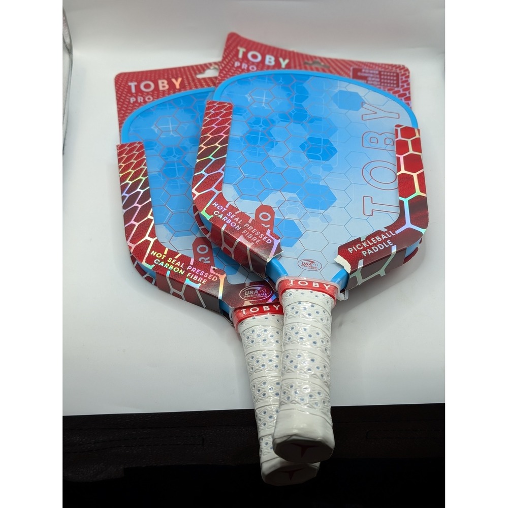 Toby Pro Dobrik Carbon Fiber Pickleball Paddle Set USA Pickleball Approved Blue